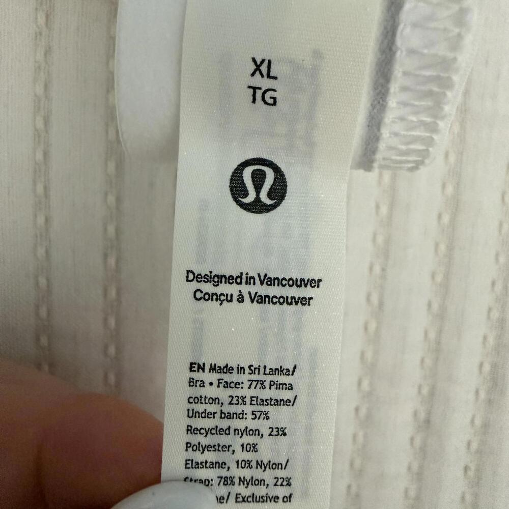 NWT Lululemon Stretch Cotton Ribbed Logo Bralette *B/C Cup White Size XL - Picture 7 of 8